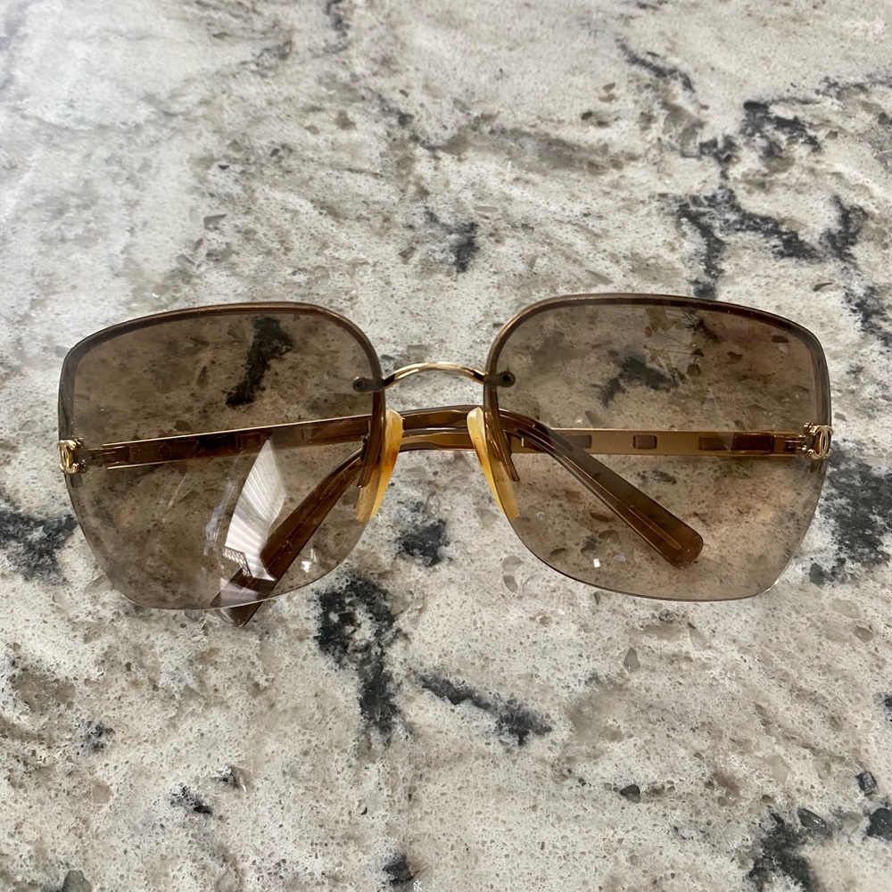 CHANEL frameless vintage sunglasses including case and box